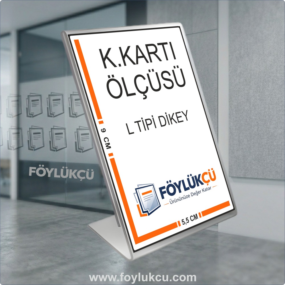 L Tipi K.KARTI ÖLÇÜSÜ Dikey Föylük 9x5.5cm