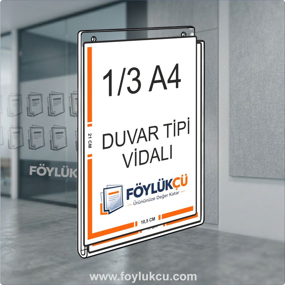Duvar Tipi Vidalı 1/3 A4 Dikey Föylük 21x10,5 cm