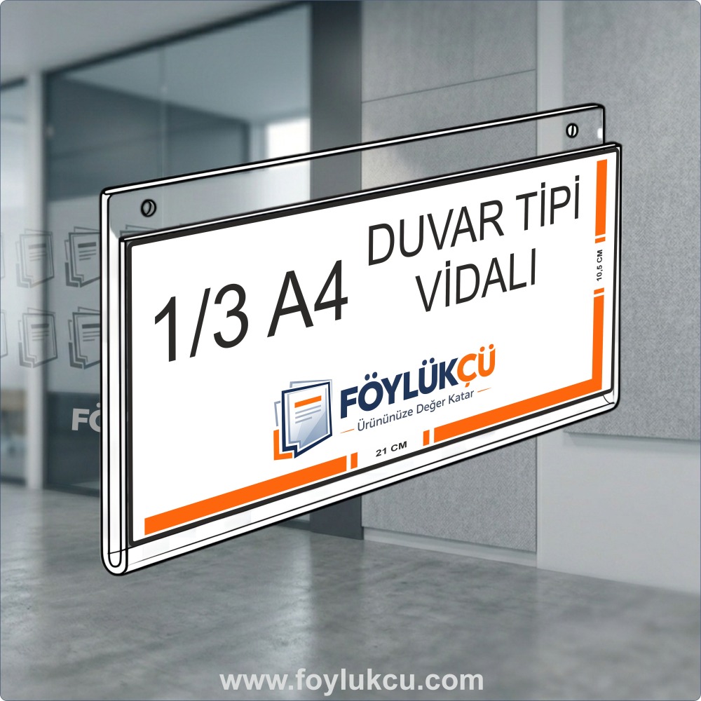Duvar Tipi Vidalı 1/3 A4 Yatay Föylük 21x10,5 cm
