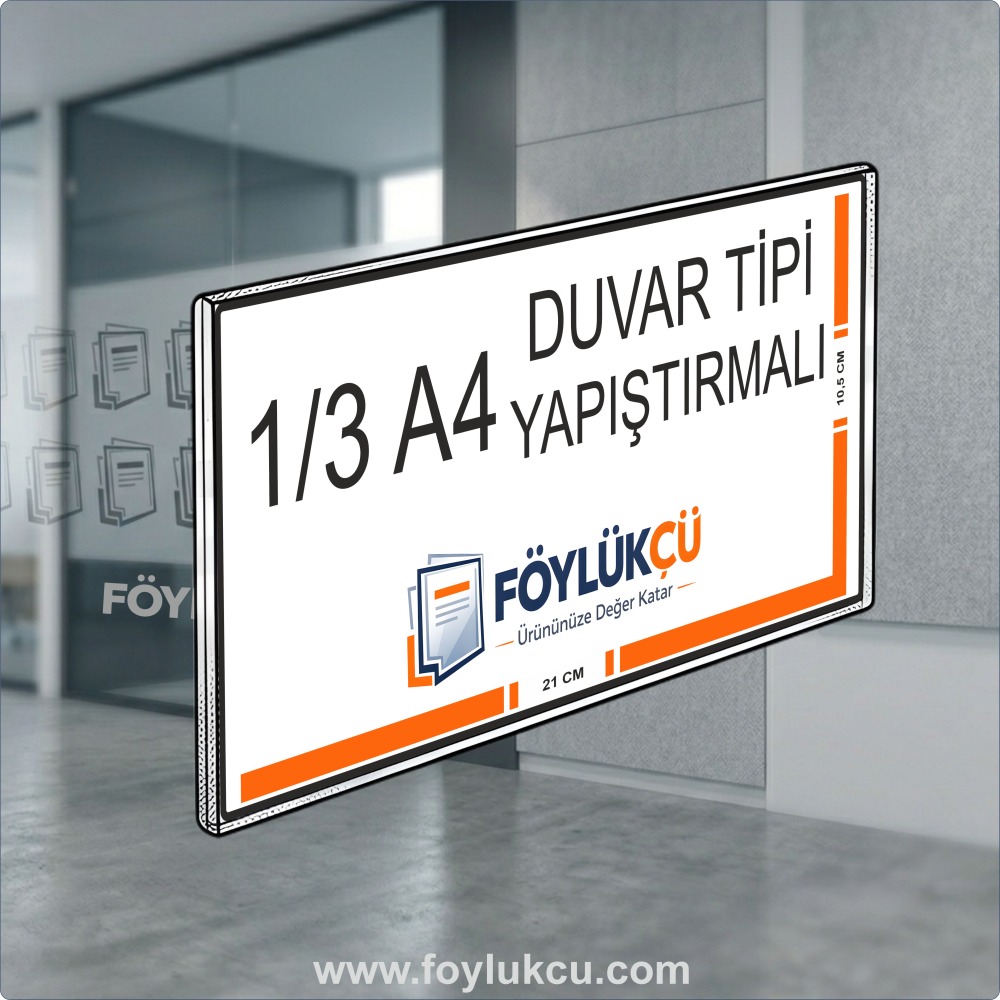 Duvar Tipi Yapıştırmalı 1/3 A4 Yatay Föylük 21x10,5 cm